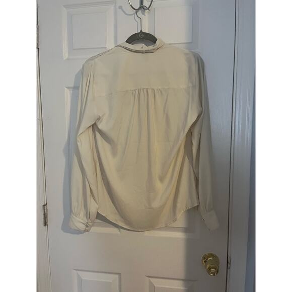Express | SATIN LONG SLEEVE TIE NECK PORTOFINO SHIRT | Size Medium - Picture 6 of 6